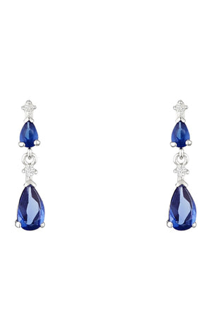 Boucles d'oreilles Goutte - Or blanc 375/1000 & zirconium