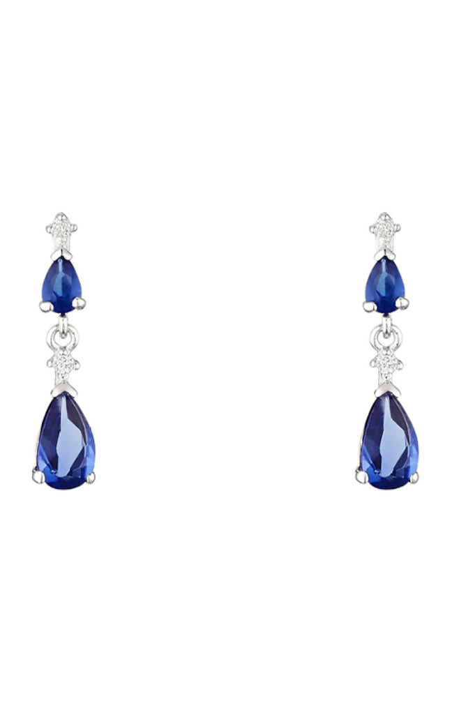 Boucles d'oreilles Goutte - Or blanc 375/1000 & zirconium