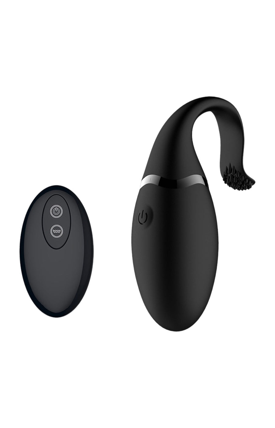 Œuf vibrant avec stimulateur de clitoris - 10 modes - Noir - 14,5 cm