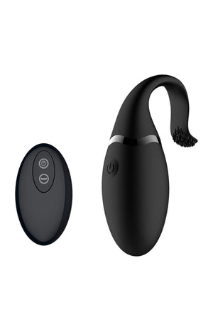 Œuf vibrant avec stimulateur de clitoris - 10 modes - Noir - 14,5 cm