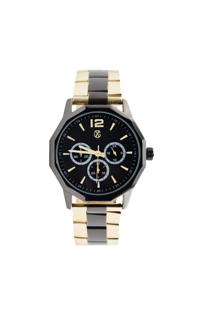 Montre à quartz - Acier - Doré & noir - Homme
