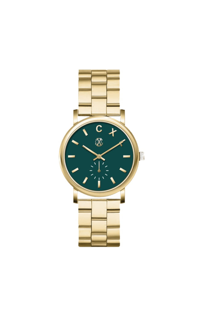 Montre à quartz - Acier - Doré & vert