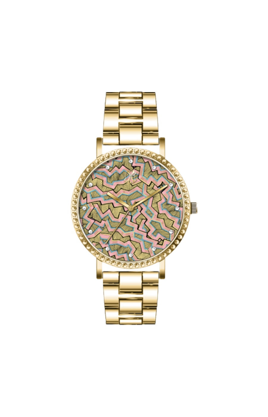 Montre à quartz - Acier - Doré & motifs