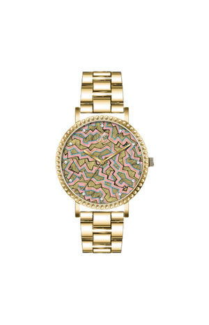 Montre à quartz - Acier - Doré & motifs