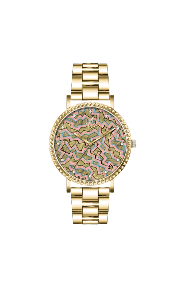 Montre à quartz - Acier - Doré & motifs