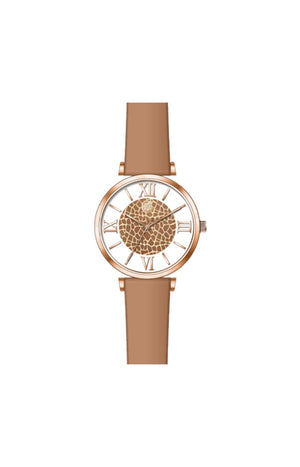 Montre à quartz - Acier - Doré rose & motif girafe
