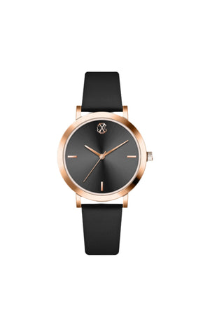 Montre à quartz - Doré rose & bracelet noir