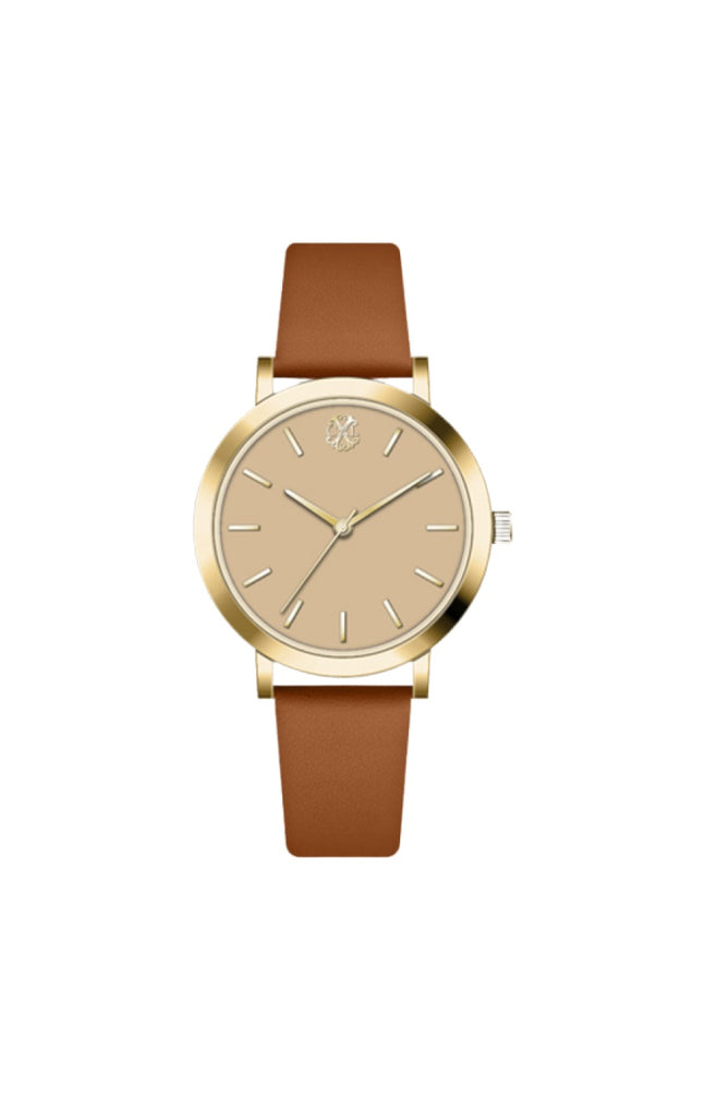 Montre à quartz - Doré &  marron