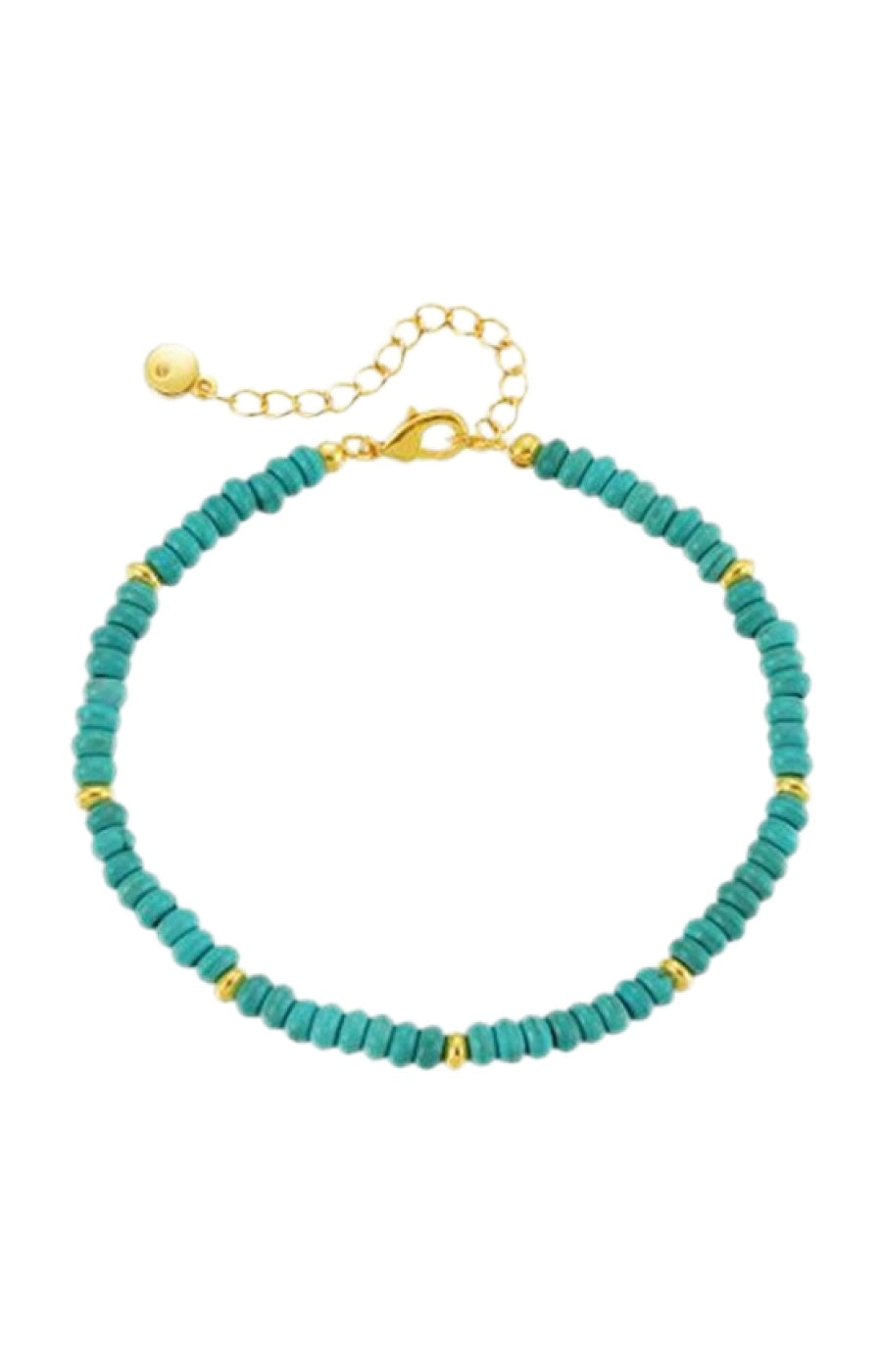 Bracelet perles - Alliage doré - Turquoise