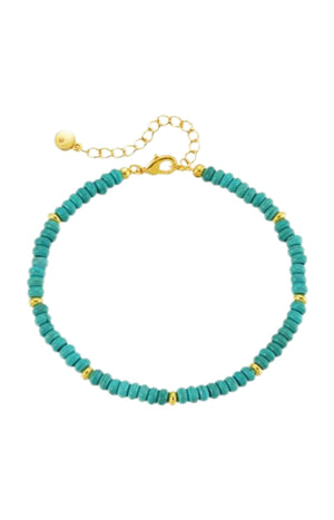 Bracelet perles - Alliage doré - Turquoise