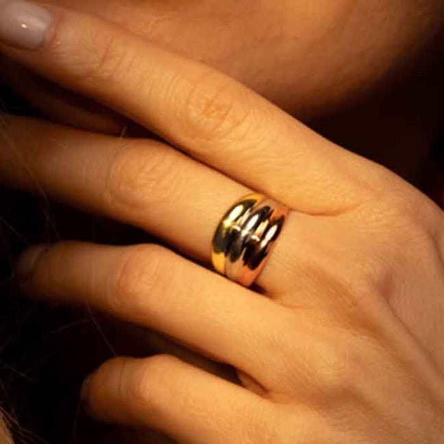 Bague Trianon - Or jaune, or rose & or blanc 375/1000