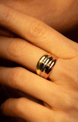 Bague Trianon - Or jaune, or rose & or blanc 375/1000