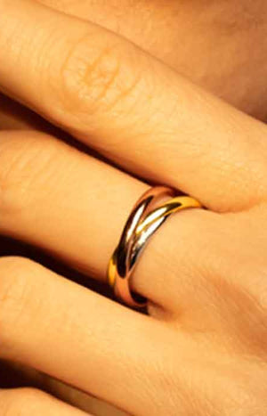 Bague Tri Or - Or jaune, or rose & or blanc 375/1000