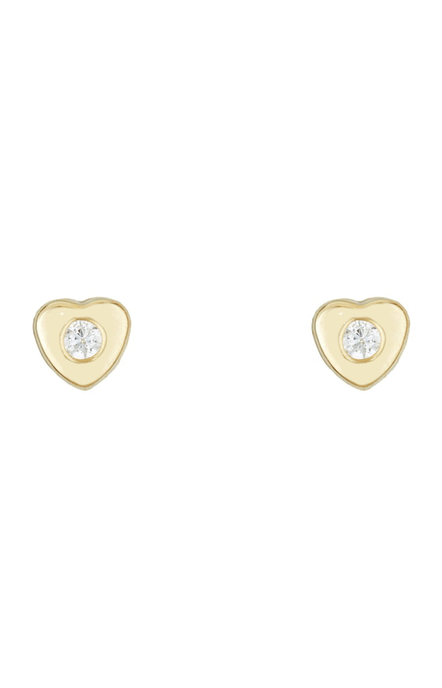 Boucles d'oreilles Cœur véritable - Or jaune 375/1000 & Zirconium - Enfant