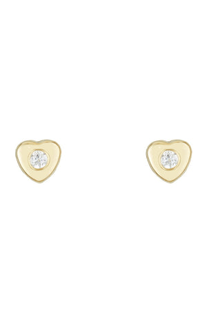 Boucles d'oreilles Cœur véritable - Or jaune 375/1000 & Zirconium - Enfant