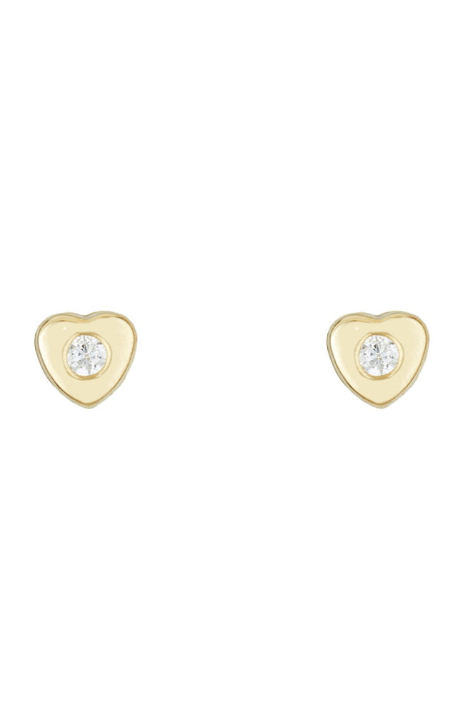 Boucles d'oreilles Cœur véritable - Or jaune 375/1000 & Zirconium - Enfant
