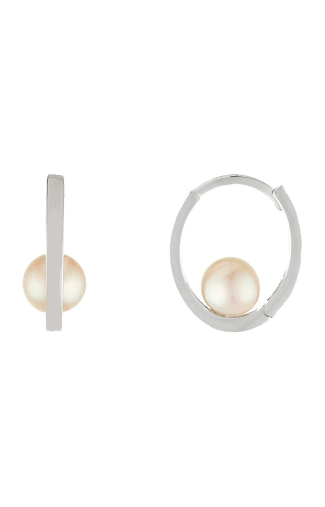 Boucles d'oreilles Cerceau - Or blanc 375/1000 & Perle