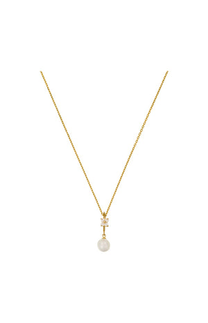 Pendentif Gift - Or jaune 375/1000, perle blanche & zirconium