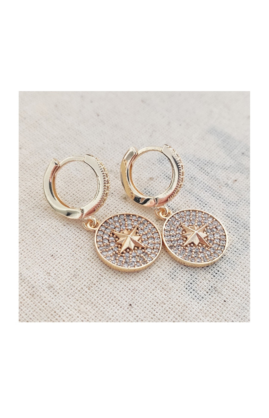 Boucles d'oreilles - Pole Star  - Laiton plaqué or & zircons