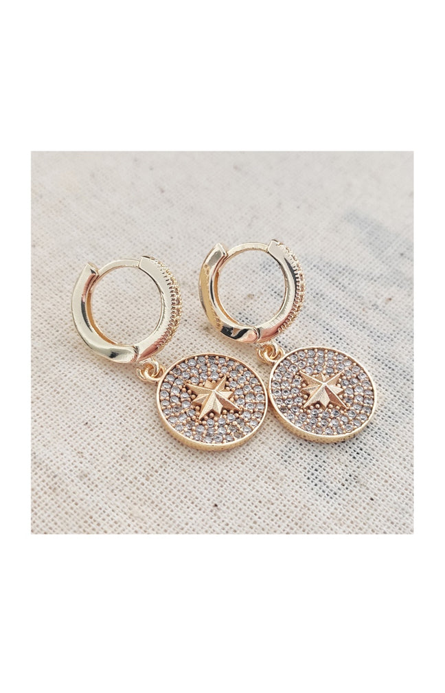 Boucles d'oreilles - Pole Star  - Laiton plaqué or & zircons