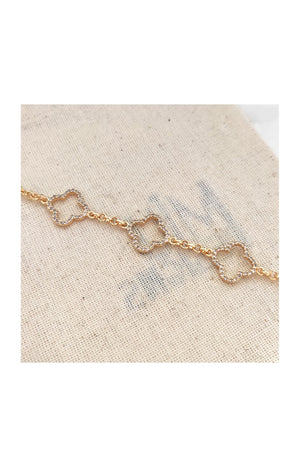 Bracelet trèfle - Laiton plaqué or & zirconium