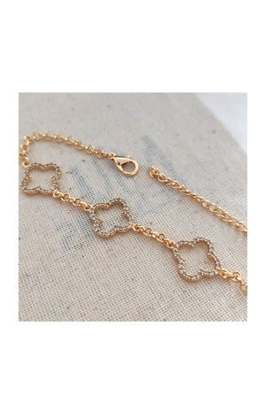 Bracelet trèfle - Laiton plaqué or & zirconium