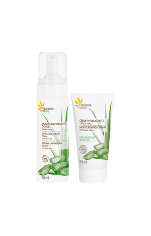 Mousse nettoyante & crème hydratante bio – Aloe vera - Visage