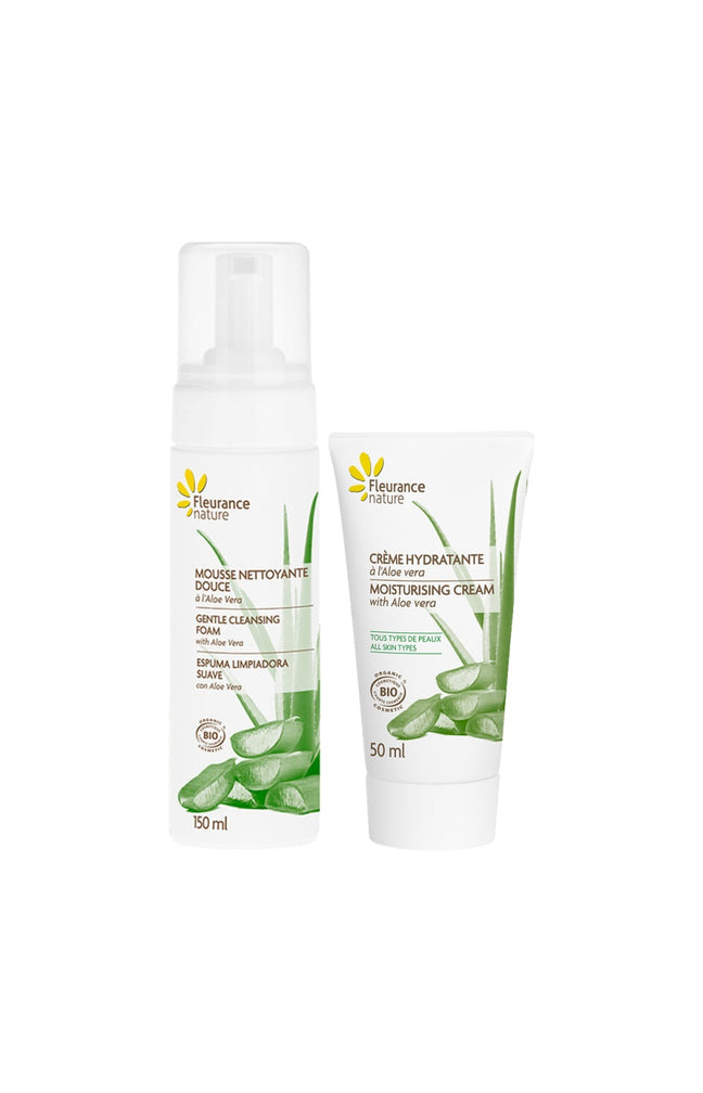 Mousse nettoyante & crème hydratante bio – Aloe vera - Visage