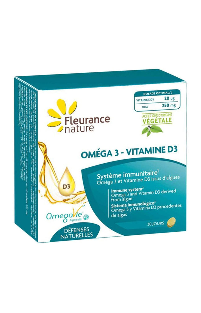 Compléments alimentaires Oméga 3 & Vitamine D3 - Booster d'immunité - 1 mois