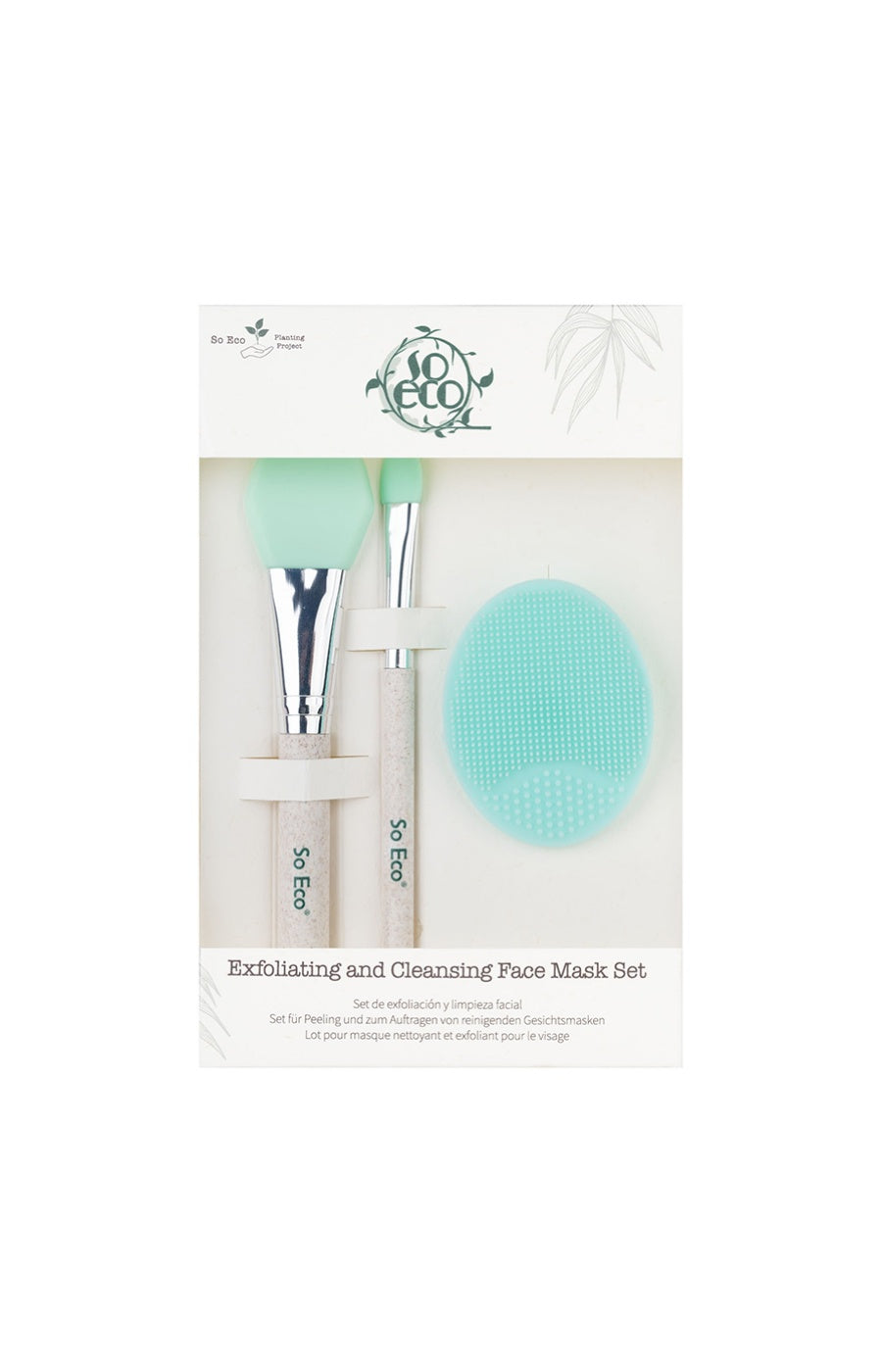 Coffret soin visage - Pinceaux masque & gant nettoyant - Bleu - 3 produits