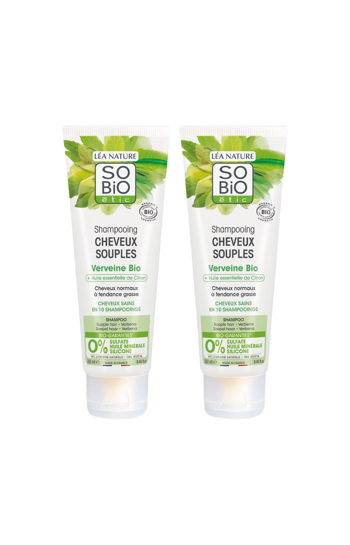 Shampoings purifiants bio - Verveine & citron - Cheveux normaux à tendance grasse - 2 x 250 ml