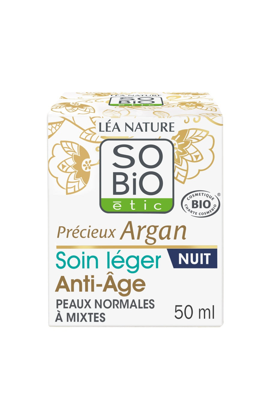Soin léger de nuit anti-âge bio - Huile d'argan - Peaux normales à mixtes