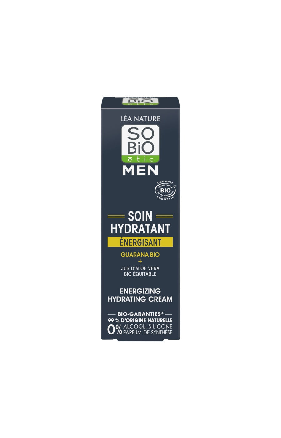Soin hydratant énergisant bio - Guarana & aloe vera - Visage - Homme - 50 ml