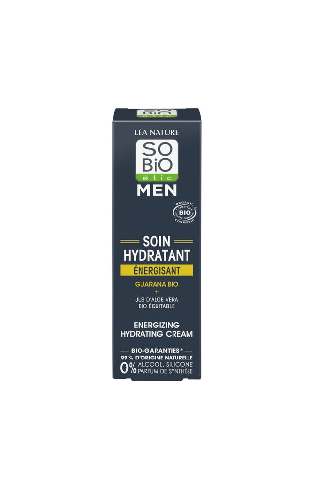 Soin hydratant énergisant bio - Guarana & aloe vera - Visage - Homme - 50 ml
