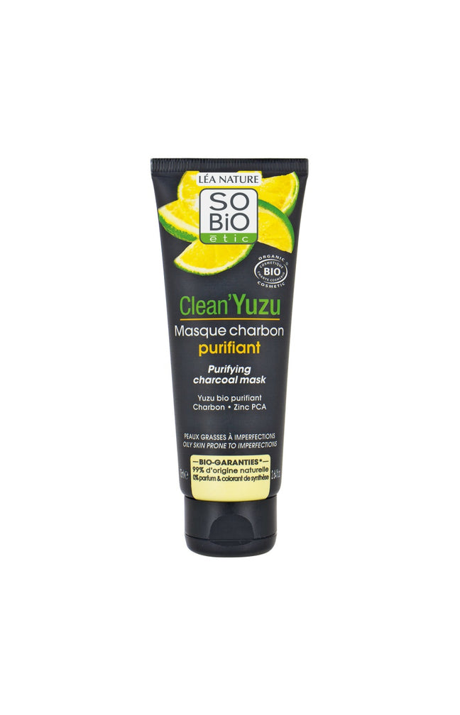 Masque charbon purifiant bio - Clean'Yuzu - Peaux grasses à imperfections