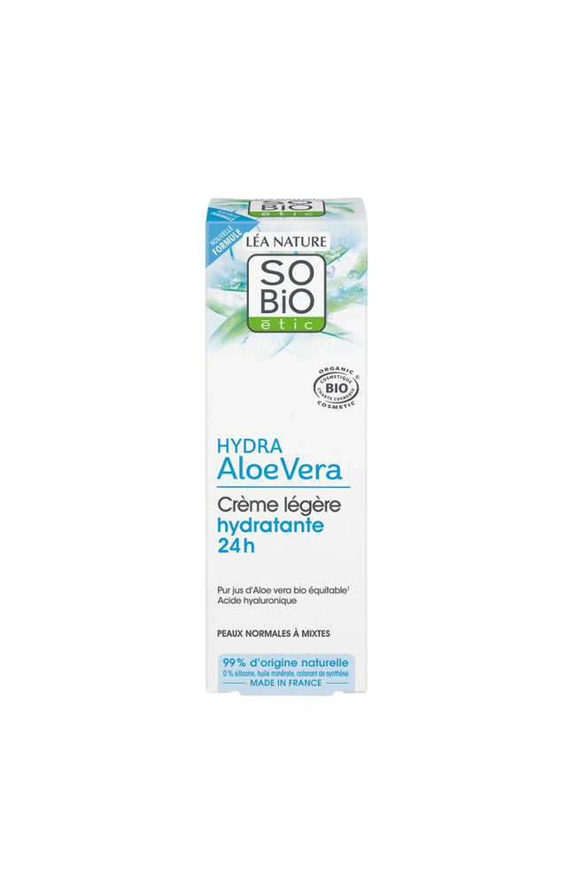 Crème légère hydratante bio - Aloe vera - Peaux normales à mixtes