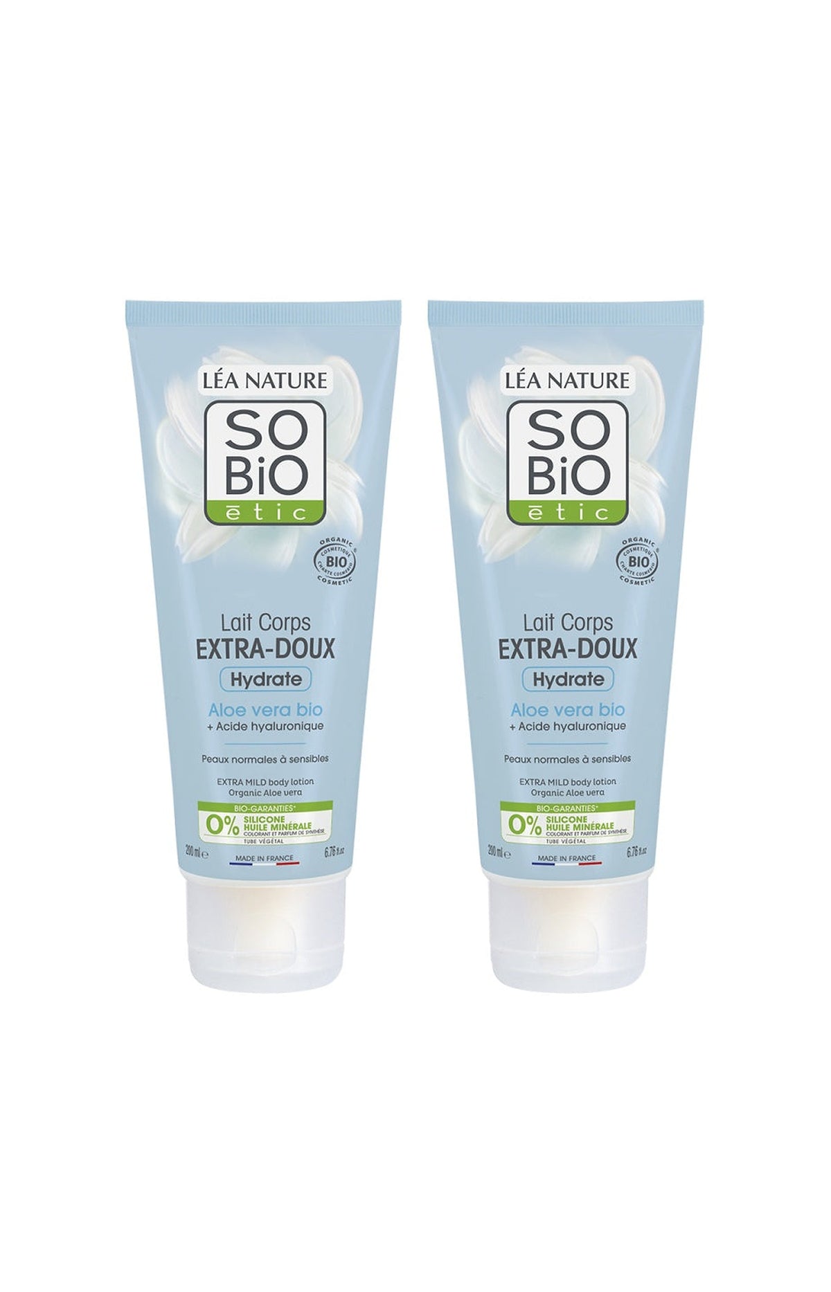 Laits corps extra-doux bio - Hydratation - Aloe vera - 2 x 200 ml