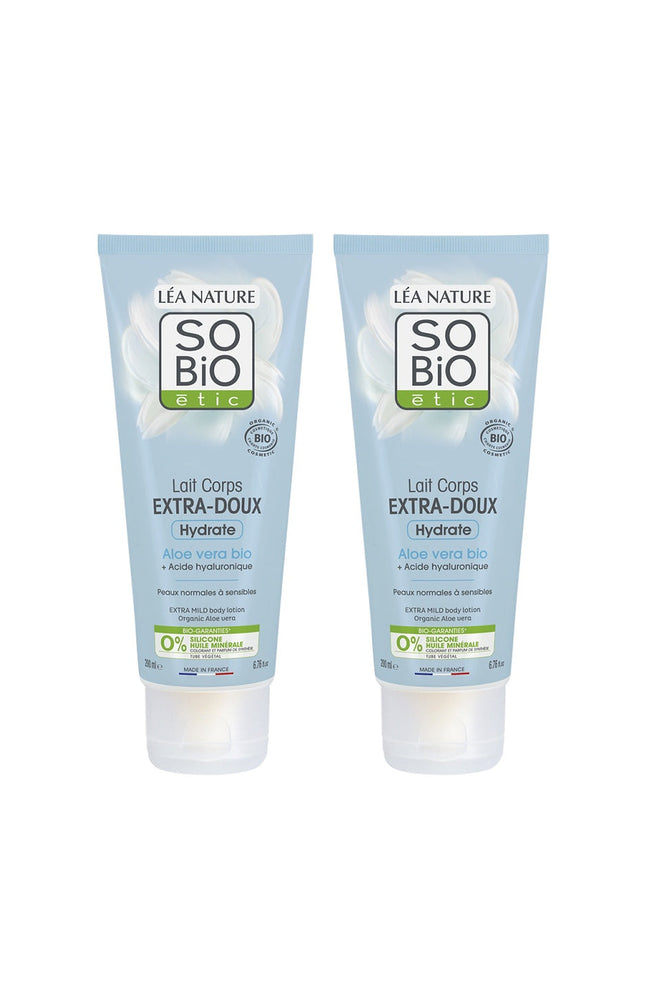 Laits corps extra-doux bio - Hydratation - Aloe vera - 2 x 200 ml