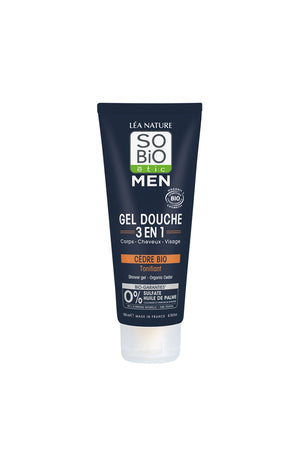 Gel douche 3-en-1 tonifiant bio - Cèdre bio - Visage, corps & cheveux - 200 ml - Homme