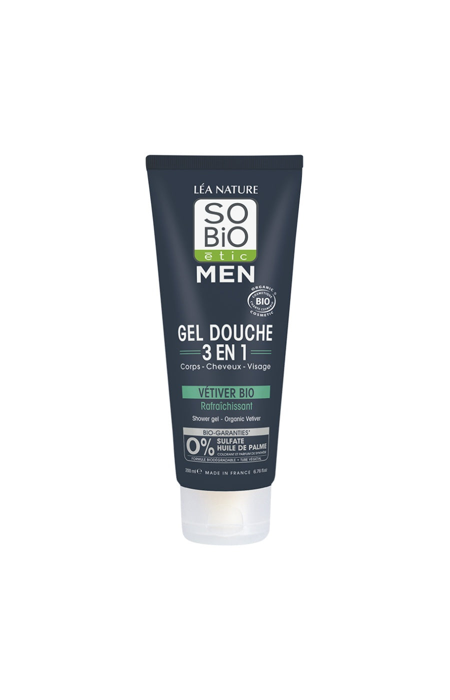 Gel Douche 3-en-1 rafraîchissant bio - Vétiver - Homme - 200 ml