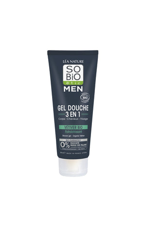 Gel Douche 3-en-1 rafraîchissant bio - Vétiver - Homme - 200 ml