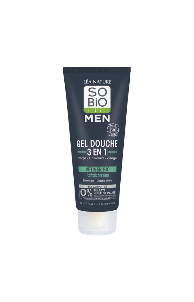 Gel Douche 3-en-1 rafraîchissant bio - Vétiver - Homme - 200 ml