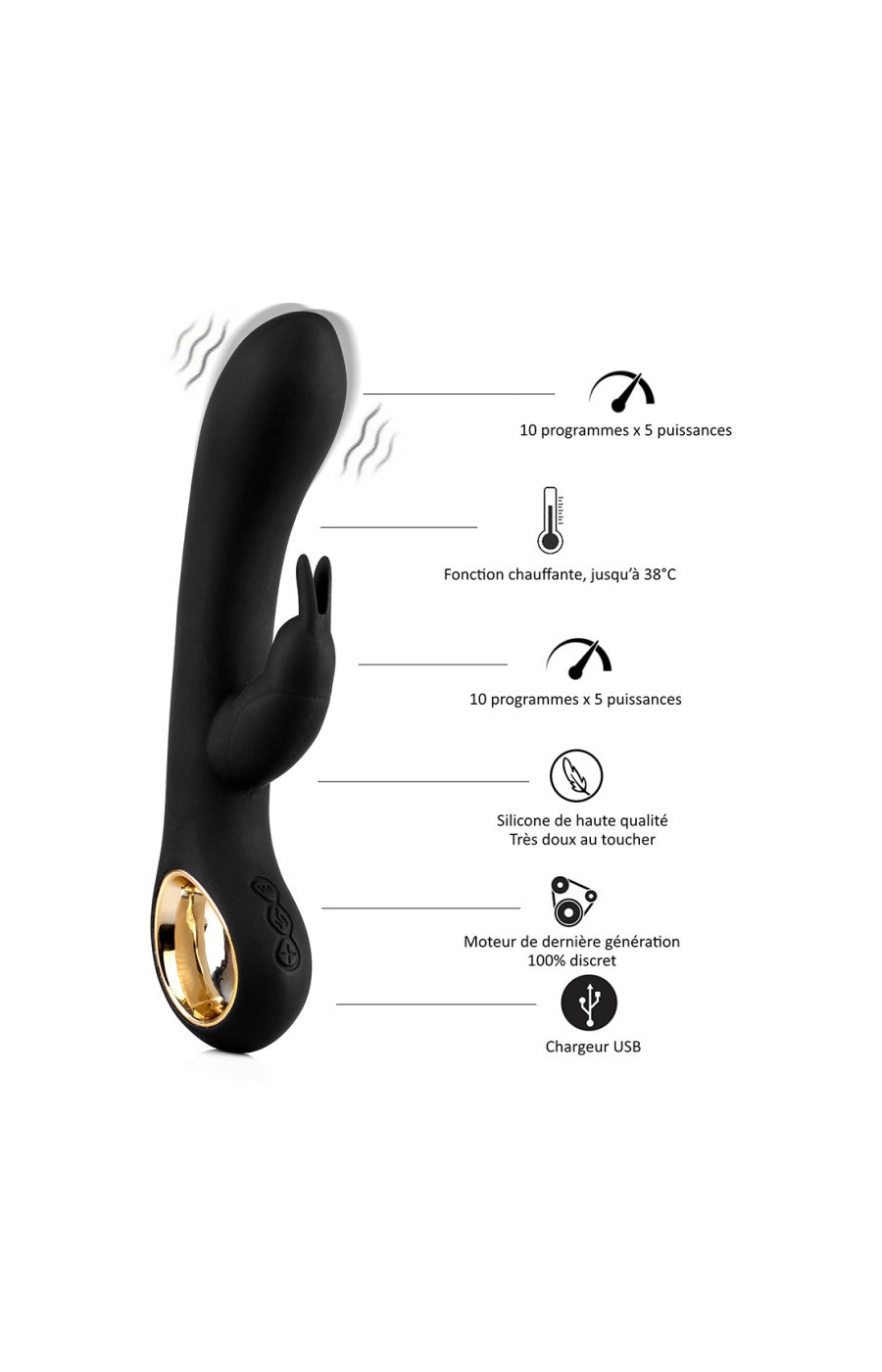 Vibromasseur chauffant - 50 programmes