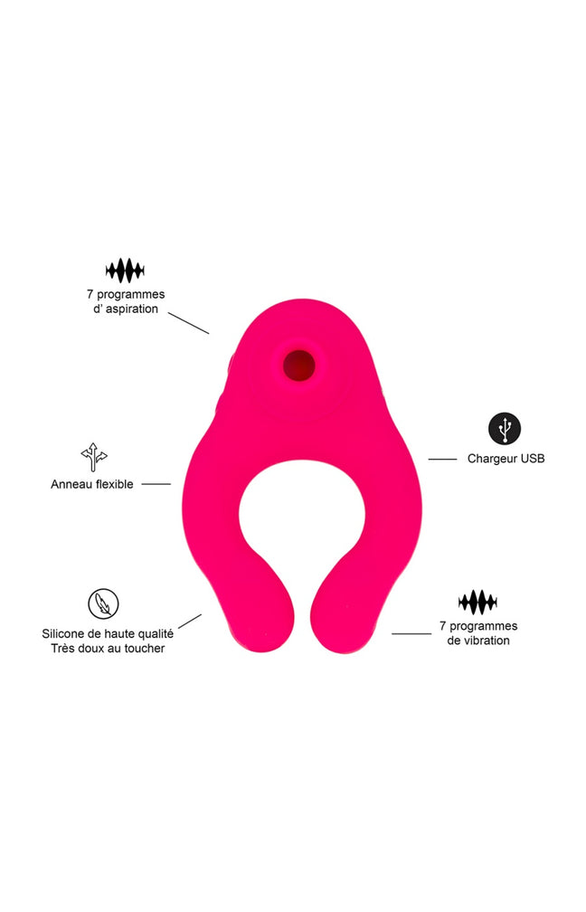 Stimulateur de clitoris & lèvres et anneau vibrant - 3 fonctions