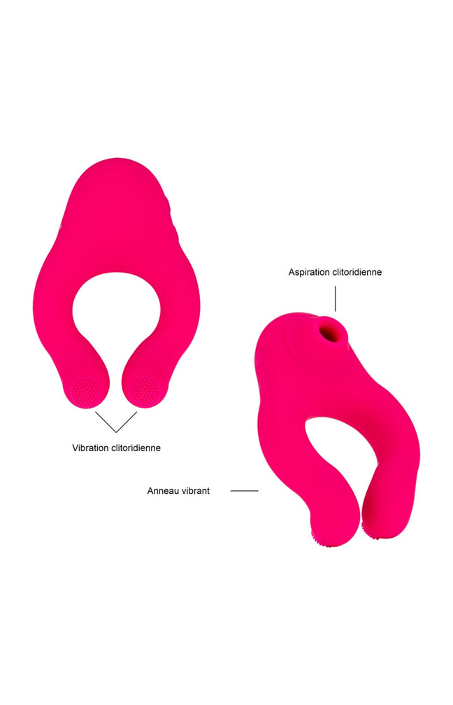 Stimulateur de clitoris & lèvres et anneau vibrant - 3 fonctions