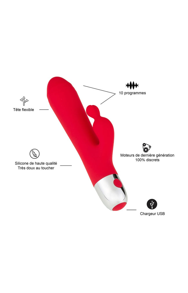 Vibromasseur rabbit - Rouge - 10 programmes