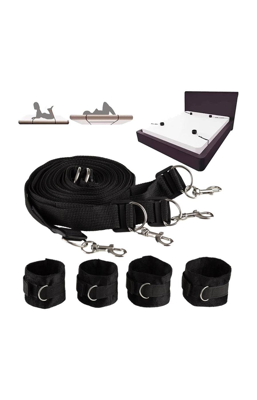 Set SM - Attaches lit & menottes - Noir