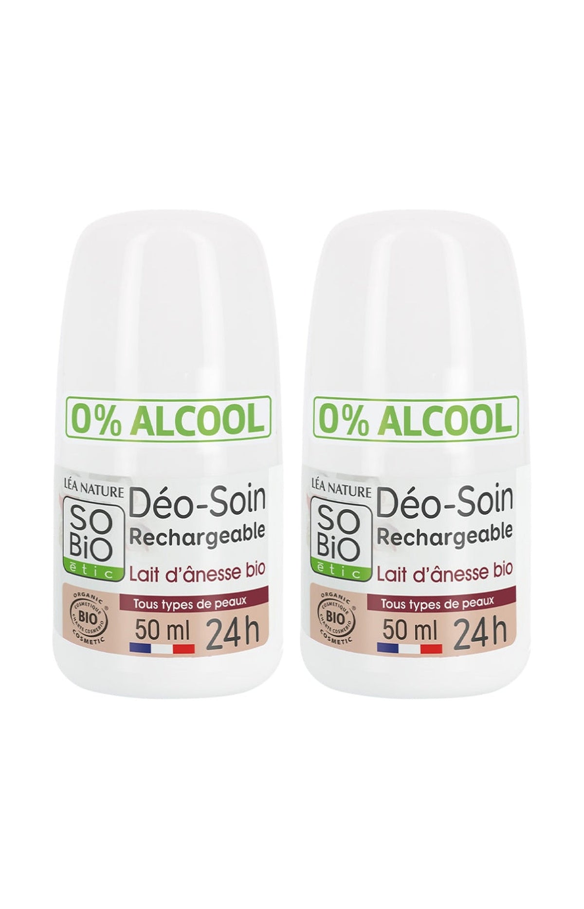 Déodorants roll-on hydratants bio - Lait d'ânesse - 2 x 50 ml