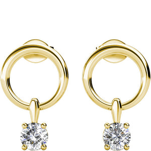 Boucles d'oreilles Octavia - Cristal blanc - Laiton plaqué or 18 k