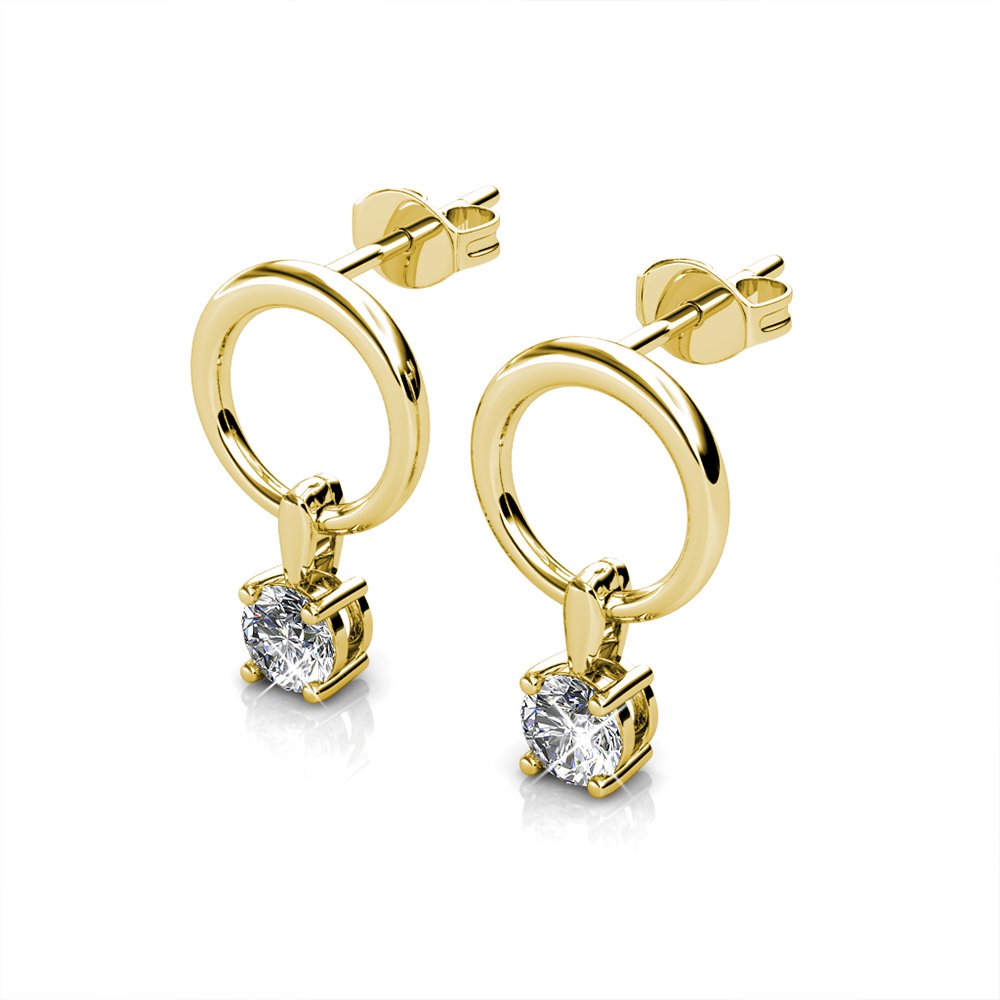 Boucles d'oreilles Octavia - Cristal blanc - Laiton plaqué or 18 k
